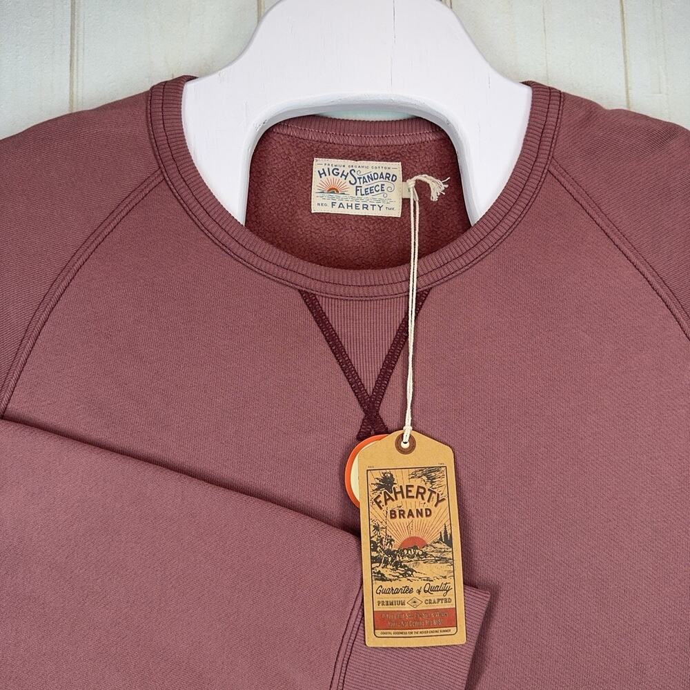 Faherty Crewneck High Standard Fleece Sweatshirt Mens 2XL Pink Cocoa Mauve